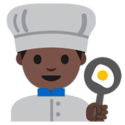 Emoji 👨🏿‍🍳 Cuoco: Carnagione Scura su Google Android 7.1.