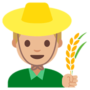 Emoji 👨🏼‍🌾 Contadino: Carnagione Abbastanza Chiara su Google Android 7.1.