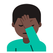 🤦🏿‍♂️ Emoji sich an den Kopf fassender Mann: dunkle Hautfarbe Google Android 7.1.