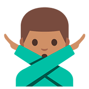 Émoji 🙅🏽‍♂️ Homme Faisant Un Geste D’interdiction : Peau Légèrement Mate sur Google Android 7.1.