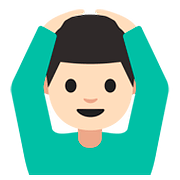 🙆🏻‍♂️ Emoji Mann mit Händen auf dem Kopf: helle Hautfarbe Google Android 7.1.