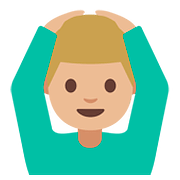 🙆🏼‍♂️ Emoji Mann mit Händen auf dem Kopf: mittelhelle Hautfarbe Google Android 7.1.