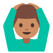 🙆🏽‍♂️ Emoji Mann mit Händen auf dem Kopf: mittlere Hautfarbe Google Android 7.1.