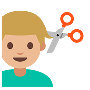 Emoji 💇🏼‍♂️ Taglio Di Capelli Per Uomo: Carnagione Abbastanza Chiara su Google Android 7.1.
