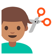 Emoji 💇🏽‍♂️ Taglio Di Capelli Per Uomo: Carnagione Olivastra su Google Android 7.1.