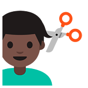 Emoji 💇🏿‍♂️ Taglio Di Capelli Per Uomo: Carnagione Scura su Google Android 7.1.