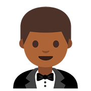 🤵🏾 Emoji Pessoa De Smoking: Pele Morena Escura na Google Android 7.1.