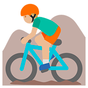 🚵🏼‍♂️ Emoji Homem Fazendo Mountain Bike: Pele Morena Clara na Google Android 7.1.
