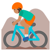 🚵🏽‍♂️ Emoji Mountainbiker: mittlere Hautfarbe Google Android 7.1.