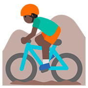 🚵🏿‍♂️ Emoji Hombre En Bicicleta De Montaña: Tono De Piel Oscuro en Google Android 7.1.