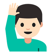 🙋🏻‍♂️ Emoji Homem Levantando A Mão: Pele Clara na Google Android 7.1.