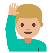 Émoji 🙋🏼‍♂️ Homme Qui Lève La Main : Peau Moyennement Claire sur Google Android 7.1.