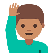 🙋🏽‍♂️ Emoji Mann mit erhobenem Arm: mittlere Hautfarbe Google Android 7.1.