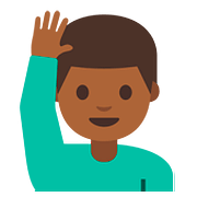 Émoji 🙋🏾‍♂️ Homme Qui Lève La Main : Peau Mate sur Google Android 7.1.