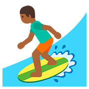 🏄🏾‍♂️ Emoji Hombre Haciendo Surf: Tono De Piel Oscuro Medio en Google Android 7.1.