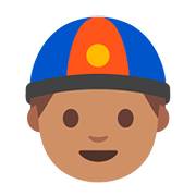👲🏽 Emoji Mann mit chinesischem Hut: mittlere Hautfarbe Google Android 7.1.