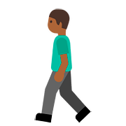 🚶🏾 Emoji Pessoa Andando: Pele Morena Escura na Google Android 7.1.