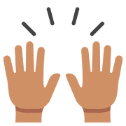 Emoji 🙌🏽 Mani Alzate: Carnagione Olivastra su Google Android 7.1.