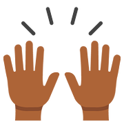 🙌🏾 Emoji Mãos Para Cima: Pele Morena Escura na Google Android 7.1.