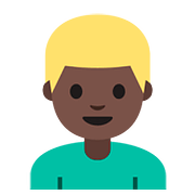 👱🏿 Emoji Person: dunkle Hautfarbe, blondes Haar Google Android 7.1.