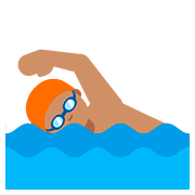 Emoji 🏊🏽 Persona Che Nuota: Carnagione Olivastra su Google Android 7.1.