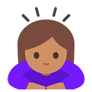 Emoji 🙇🏽‍♀️ Donna Che Fa Inchino Profondo: Carnagione Olivastra su Google Android 7.1.