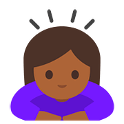 Emoji 🙇🏾‍♀️ Donna Che Fa Inchino Profondo: Carnagione Abbastanza Scura su Google Android 7.1.
