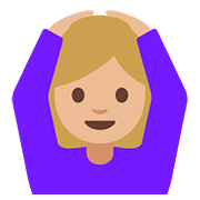 🙆🏼‍♀️ Emoji Frau mit Händen auf dem Kopf: mittelhelle Hautfarbe Google Android 7.1.