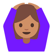🙆🏽‍♀️ Emoji Frau mit Händen auf dem Kopf: mittlere Hautfarbe Google Android 7.1.
