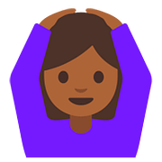 🙆🏾‍♀️ Emoji Frau mit Händen auf dem Kopf: mitteldunkle Hautfarbe Google Android 7.1.