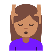 Émoji 💆🏽‍♀️ Femme Qui Se Fait Masser : Peau Légèrement Mate sur Google Android 7.1.