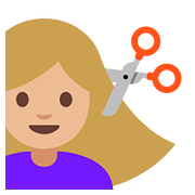 💇🏼‍♀️ Emoji Mujer Cortándose El Pelo: Tono De Piel Claro Medio en Google Android 7.1.