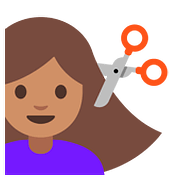 Émoji 💇🏽‍♀️ Femme Qui Se Fait Couper Les Cheveux : Peau Légèrement Mate sur Google Android 7.1.