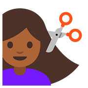 💇🏾‍♀️ Emoji Frau beim Haareschneiden: mitteldunkle Hautfarbe Google Android 7.1.