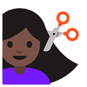 Émoji 💇🏿‍♀️ Femme Qui Se Fait Couper Les Cheveux : Peau Foncée sur Google Android 7.1.