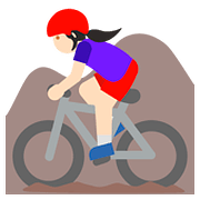 🚵🏻‍♀️ Emoji Mulher Fazendo Mountain Bike: Pele Clara na Google Android 7.1.