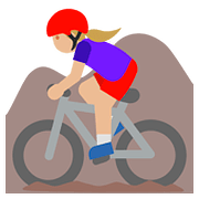 🚵🏼‍♀️ Emoji Mulher Fazendo Mountain Bike: Pele Morena Clara na Google Android 7.1.