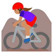 🚵🏽‍♀️ Emoji Mulher Fazendo Mountain Bike: Pele Morena na Google Android 7.1.