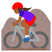 🚵🏾‍♀️ Emoji Mulher Fazendo Mountain Bike: Pele Morena Escura na Google Android 7.1.