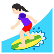 Emoji 🏄🏻‍♀️ Surfista Donna: Carnagione Chiara su Google Android 7.1.