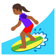 🏄🏾‍♀️ Emoji Mujer Haciendo Surf: Tono De Piel Oscuro Medio en Google Android 7.1.