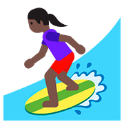 🏄🏿‍♀️ Emoji Mulher Surfista: Pele Escura na Google Android 7.1.