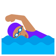 🏊🏽‍♀️ Emoji Mujer Nadando: Tono De Piel Medio en Google Android 7.1.