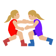 🤼🏼‍♀️ Emoji Mujeres Luchando, Tono De Piel Claro Medio en Google Android 7.1.