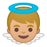 Émoji 👼🏼 Bébé Ange : Peau Moyennement Claire sur Google Android 8.0.