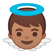 Émoji 👼🏽 Bébé Ange : Peau Légèrement Mate sur Google Android 8.0.