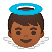 👼🏾 Emoji Bebê Anjo: Pele Morena Escura na Google Android 8.0.