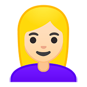 Émoji 👱🏻‍♀️ Femme Blonde : Peau Claire sur Google Android 8.0.