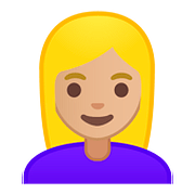 Émoji 👱🏼‍♀️ Femme Blonde : Peau Moyennement Claire sur Google Android 8.0.