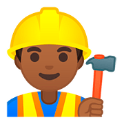 👷🏾 Emoji Trabalhador De Construção Civil: Pele Morena Escura na Google Android 8.0.